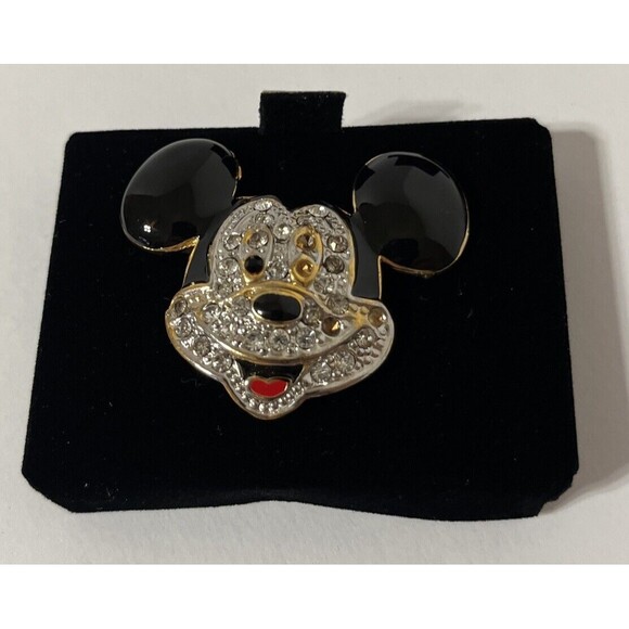 Disney Smiling Mickey Mouse Pin or Brooch With Crystals & Enameled - Picture 6 of 6